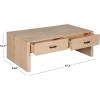 SAFAVIEH Couture Collection – Wynnrosa Natural Coffee Table, 2 Drawers for Storage, Modern Rectangular Accent Table, Fully Assembled (SFV3008A)(Natural)