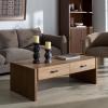 SAFAVIEH Couture Collection – Wynnrosa Natural Coffee Table, 2 Drawers for Storage, Modern Rectangular Accent Table, Fully Assembled (SFV3008A)(Walnut)