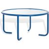 SAFAVIEH Couture Collection – Zuzana Blue Metal Coffee Table with Clear Glass Top, Modern Round Cocktail Table, Fully Assembled (SFV6806C)(Blue/Clear)