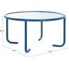SAFAVIEH Couture Collection – Zuzana Blue Metal Coffee Table with Clear Glass Top, Modern Round Cocktail Table, Fully Assembled (SFV6806C)(Blue/Clear)