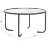 SAFAVIEH Couture Collection – Zuzana Blue Metal Coffee Table with Clear Glass Top, Modern Round Cocktail Table, Fully Assembled (SFV6806C)(Grey/Clear)