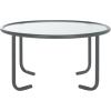 SAFAVIEH Couture Collection – Zuzana Blue Metal Coffee Table with Clear Glass Top, Modern Round Cocktail Table, Fully Assembled (SFV6806C)(Grey/Clear)