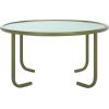 SAFAVIEH Couture Collection – Zuzana Blue Metal Coffee Table with Clear Glass Top, Modern Round Cocktail Table, Fully Assembled (SFV6806C)(Olive Green/Clear)