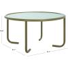 SAFAVIEH Couture Collection – Zuzana Blue Metal Coffee Table with Clear Glass Top, Modern Round Cocktail Table, Fully Assembled (SFV6806C)(Olive Green/Clear)