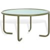 SAFAVIEH Couture Collection – Zuzana Blue Metal Coffee Table with Clear Glass Top, Modern Round Cocktail Table, Fully Assembled (SFV6806C)(Olive Green/Clear)