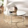 SAFAVIEH Couture Collection Edmund White Glass Top Cocktail Table(White)