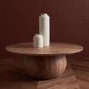 SAFAVIEH Couture Collection Gabribella White Wash Solid Wood Round Coffee Table(Natural)