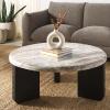 SAFAVIEH Couture Collection Malkin Brown/Black Marble Round Coffee Table(Brown/Black)