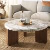 SAFAVIEH Couture Collection Malkin Brown/Black Marble Round Coffee Table(Brown/Dark Brown)