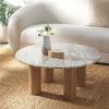 SAFAVIEH Couture Collection Tylee Brown Solid Wood/Marble Coffee Table(Brown/Natural)