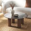 SAFAVIEH Couture Collection Tylee Brown Solid Wood/Marble Coffee Table(Dark Brown/Walnut)