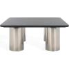SAFAVIEH Couture Collection – Belynda Black Marble Top Coffee Table with Chunky Chrome Stainless Steel Legs, Modern Accent Cocktail Table (SFV9740A)(Black/Chrome)