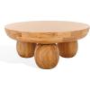 SAFAVIEH Couture Collection – Hayliette Black Round Solid Wood Coffee Table, Sculptural Modern Accent Table (SFV2309B)(Natural)