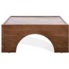 SAFAVIEH Couture Collection – Jaslina Dark Walnut Square Coffee Table with Brown Solid Wood Legs & Marble Top, Modern Accent Cocktail Table (SFV9754A)(Dark Walnut/Brown)