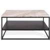 SAFAVIEH Couture Collection – Macklyn Light Brown Marble & Black Metal Square Coffee Table, Open Storage Shelf, Fully Assembled (SFV5769A)(Light Brown/Black)