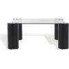 SAFAVIEH Couture Collection – Robbie Black Square Coffee Table, Glass Top with Solid Wood Cylinder Legs, Modern Accent Table (SFV2308B)(Black)