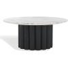 SAFAVIEH Couture Collection – Roxiella White Marble Round Coffee Table with Black Solid Wood Base, Modern Accent Cocktail Table (SFV9733B)(White/Black)