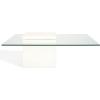 SAFAVIEH Couture Collection – Sophibeth Ivory Coffee Table, Square Concrete Base with Clear Glass Top, Modern Accent Table (SFV2611A)(Ivory/Clear)