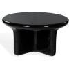 SAFAVIEH Couture Collection – Tressarose Black Concrete Coffee Table, Round High Gloss Accent Table, Modern Sculptural Design, Fully Assembled (SFV2625A)(Black)