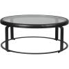 SAFAVIEH Couture Collection – Tyrese Black Metal Coffee Table, Round Clear Glass Top, Modern Minimalist Accent Table (SFV3005A)(Black/Clear)