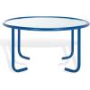 SAFAVIEH Couture Collection – Zuzana Blue Metal Coffee Table with Clear Glass Top, Modern Round Cocktail Table, Fully Assembled (SFV6806C)(Blue/Clear)