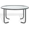 SAFAVIEH Couture Collection – Zuzana Blue Metal Coffee Table with Clear Glass Top, Modern Round Cocktail Table, Fully Assembled (SFV6806C)(Grey/Clear)