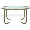 SAFAVIEH Couture Collection – Zuzana Blue Metal Coffee Table with Clear Glass Top, Modern Round Cocktail Table, Fully Assembled (SFV6806C)(Olive Green/Clear)