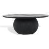 SAFAVIEH Couture Collection Gabribella White Wash Solid Wood Round Coffee Table(Black)