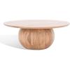 SAFAVIEH Couture Collection Gabribella White Wash Solid Wood Round Coffee Table(Natural)