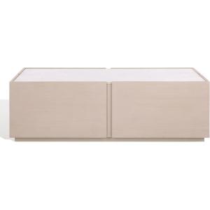 SAFAVIEH Couture Collection – Alanabella Sand & White Marble Coffee Table, Rectangular Accent Table, Modern Design, Fully Assembled (SFV5552A)(Sand/White)