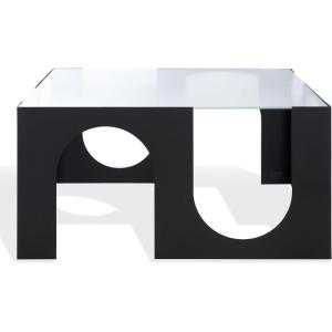 SAFAVIEH Couture Collection – Brayberry Black Iron & Glass Square Coffee Table, Modern Fully Assembled Accent Cocktail Table (SFV6802A)(Black/Clear)