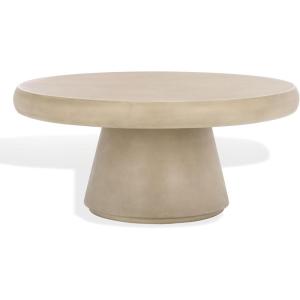 SAFAVIEH Couture Collection – Hayleen Light Grey Round Concrete Coffee Table, Modern Indoor/Outdoor Accent Table (SFV2603A)(Light Grey)