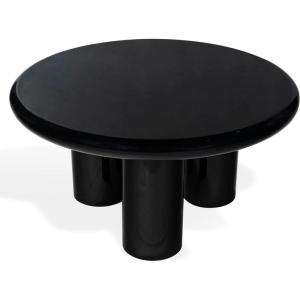 SAFAVIEH Couture Collection – Lolita Red Concrete Coffee Table, Round High Gloss Accent Table, Modern Sculptural Design (SFV2623C)(Black)