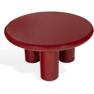 SAFAVIEH Couture Collection – Lolita Red Concrete Coffee Table, Round High Gloss Accent Table, Modern Sculptural Design (SFV2623C)(Red)