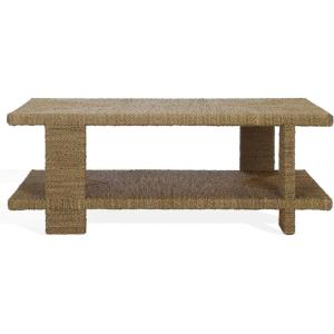 SAFAVIEH Couture Collection – Malta Natural Woven Seagrass Coffee Table, Rectangular Accent Table, Fully Assembled (CWK2024A)(Natural)