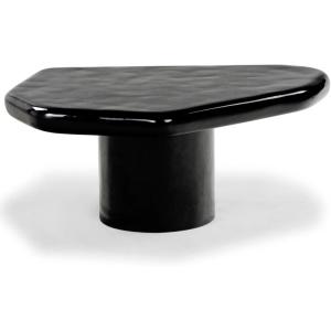 SAFAVIEH Couture Collection – Rhianna White Concrete Coffee Table, Sculptural Modern Accent Table, Contemporary Design (SFV2609A)(Black)