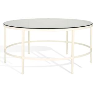 SAFAVIEH Couture Collection Edmund White Glass Top Cocktail Table(White)