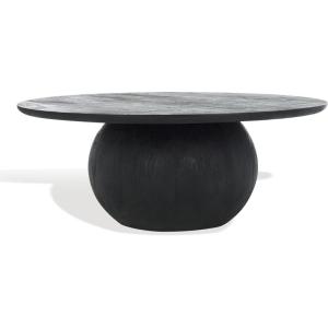 SAFAVIEH Couture Collection Gabribella White Wash Solid Wood Round Coffee Table(Black)
