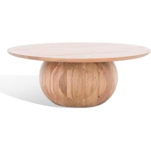 SAFAVIEH Couture Collection Gabribella White Wash Solid Wood Round Coffee Table(Natural)