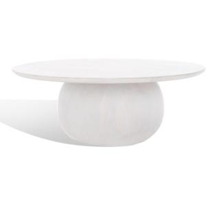SAFAVIEH Couture Collection Gabribella White Wash Solid Wood Round Coffee Table(White Wash)