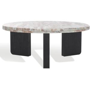 SAFAVIEH Couture Collection Malkin Brown/Black Marble Round Coffee Table(Brown/Black)