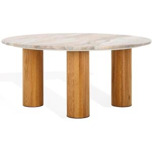 SAFAVIEH Couture Collection Tylee Brown Solid Wood/Marble Coffee Table(Brown/Natural)