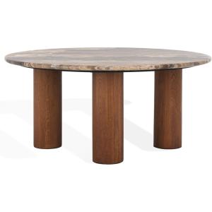 SAFAVIEH Couture Collection Tylee Brown Solid Wood/Marble Coffee Table(Dark Brown/Walnut)