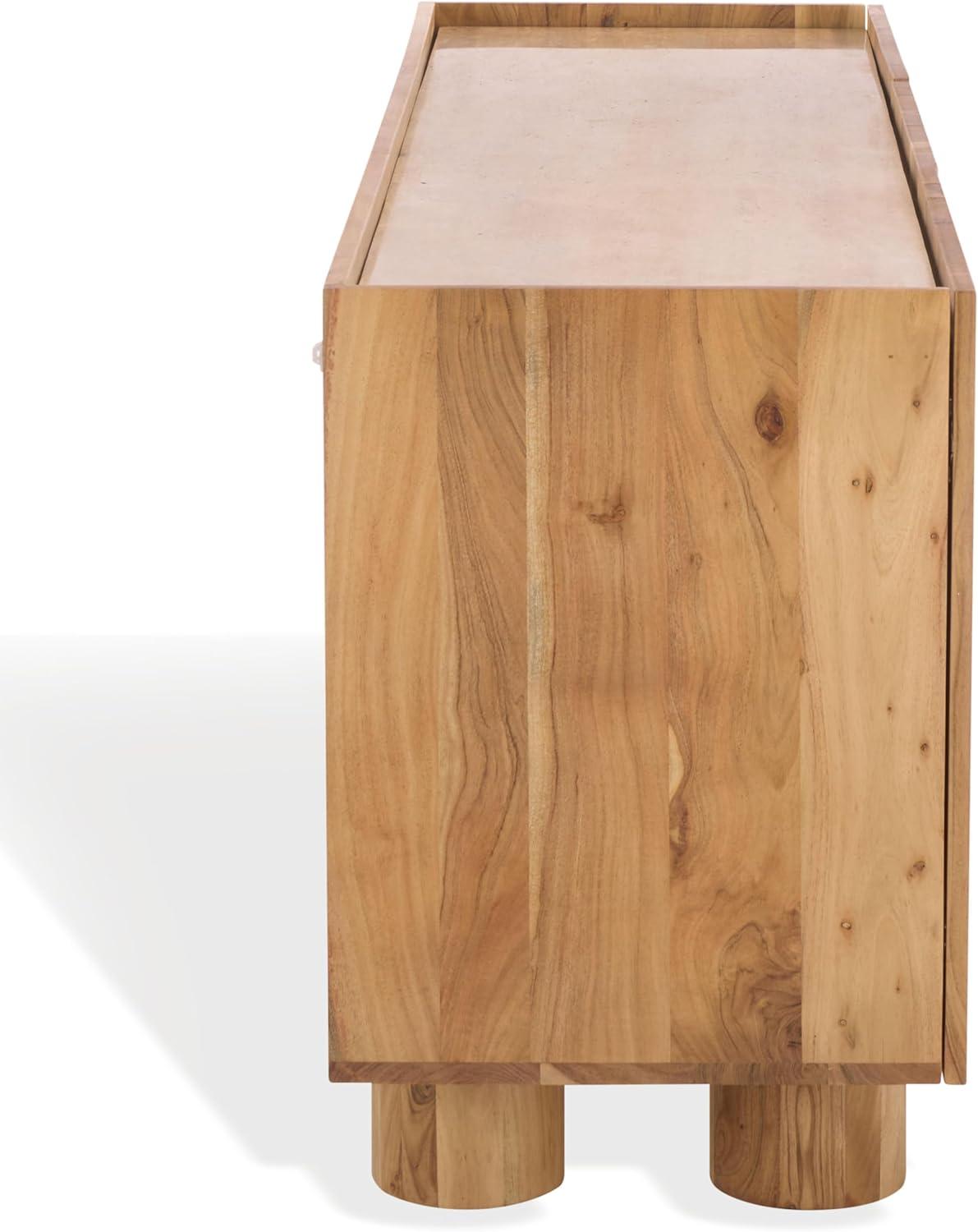 image:imageSAFAVIEH Couture Collection Ashlietta Natural Wood amp Travertine Top Sideboard Modern Storage Cabinet Fully Assembled SFV5778ANaturalTravertine