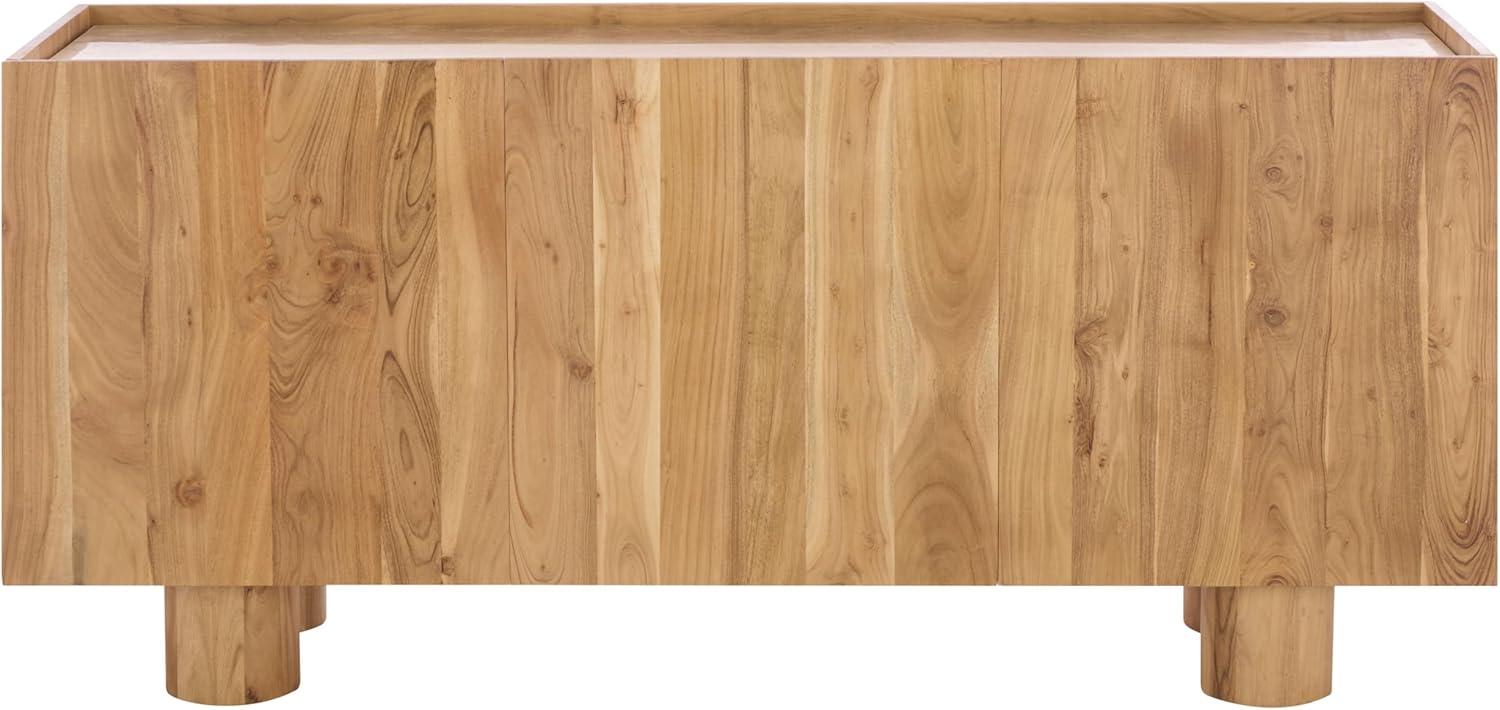 image:imageSAFAVIEH Couture Collection Ashlietta Natural Wood amp Travertine Top Sideboard Modern Storage Cabinet Fully Assembled SFV5778ANaturalTravertine