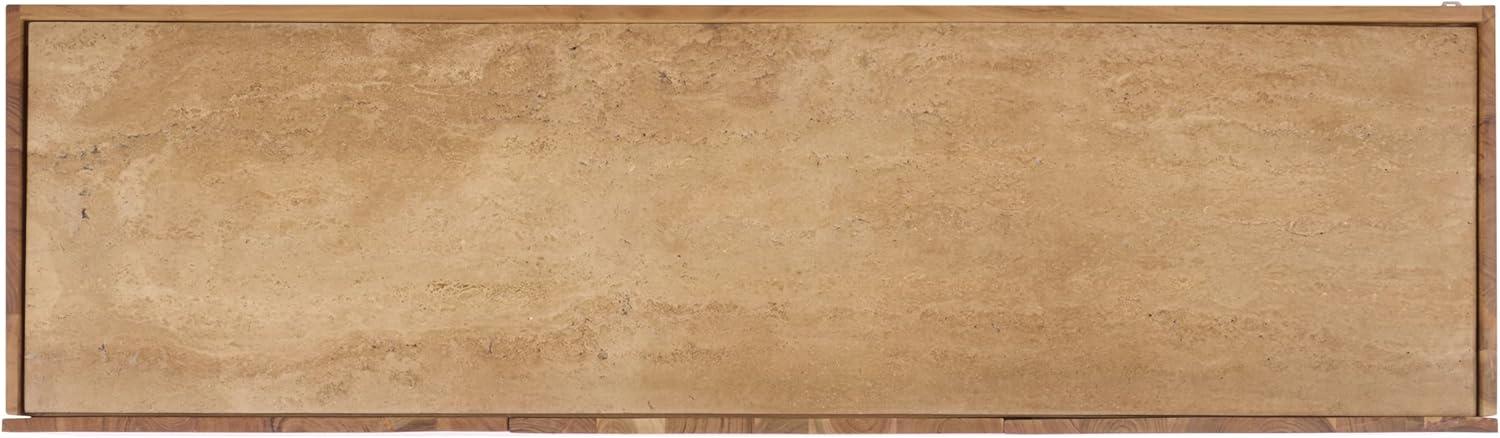 image:imageSAFAVIEH Couture Collection Ashlietta Natural Wood amp Travertine Top Sideboard Modern Storage Cabinet Fully Assembled SFV5778ANaturalTravertine