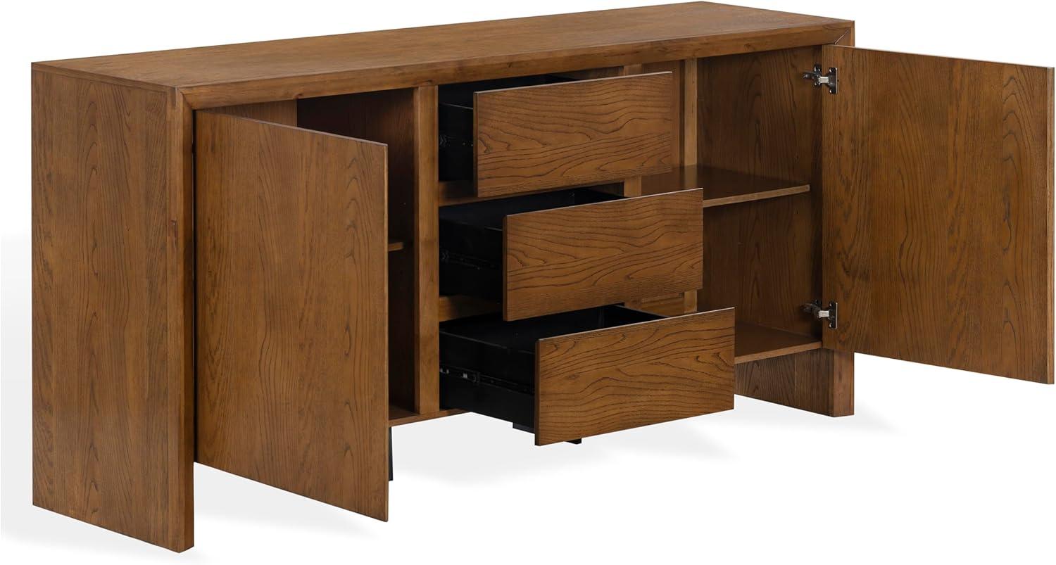 image:imageSAFAVIEH Couture Collection Darnell Medium Oak Wood Sideboard 3 Drawers amp 2 Cabinets Modern Storage Buffet Fully Assembled SFV2216CMedium Oak