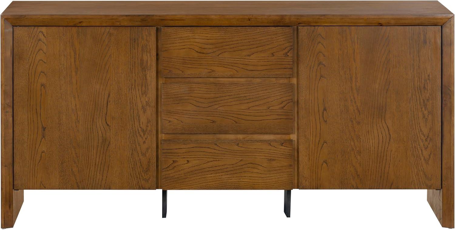 image:imageSAFAVIEH Couture Collection Darnell Medium Oak Wood Sideboard 3 Drawers amp 2 Cabinets Modern Storage Buffet Fully Assembled SFV2216CMedium Oak
