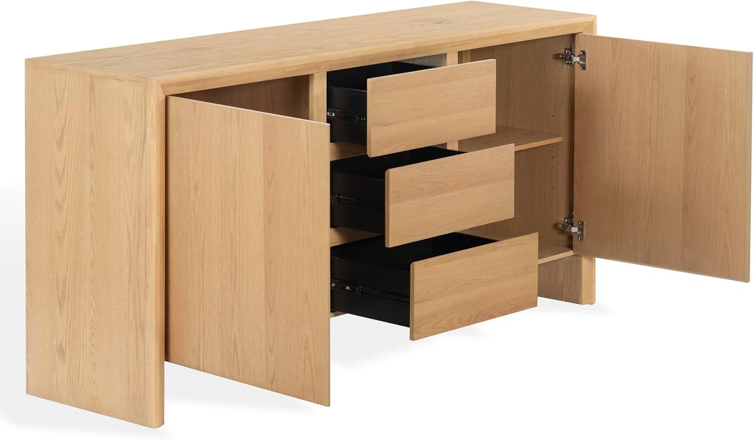 image:imageSAFAVIEH Couture Collection Darnell Medium Oak Wood Sideboard 3 Drawers amp 2 Cabinets Modern Storage Buffet Fully Assembled SFV2216CNatural