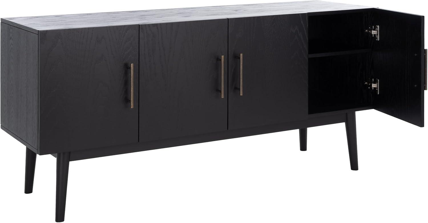 image:imageSAFAVIEH Couture Collection Doderick MidCentury White Washed 4Door Entertainment Media Standd Fits up to a 65 Flatscreen TVBlack
